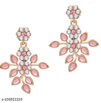Rose Gold Plated Necklace set with Peach color Kundan  Jewellery Sets - Free Size