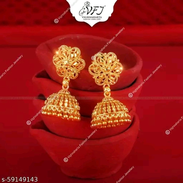 Earrings Jhumki Jhumkas VFJ Allure Charming bollywood Screw back alloy Gold Plated Jhumki Earring for Women and Girls - Free Size