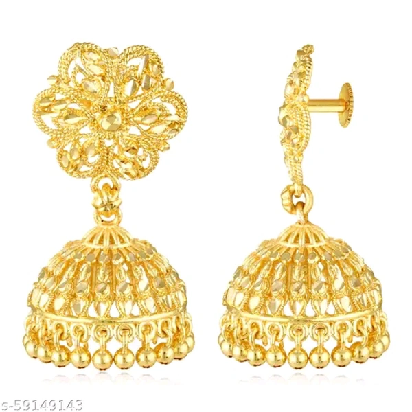 Earrings Jhumki Jhumkas VFJ Allure Charming bollywood Screw back alloy Gold Plated Jhumki Earring for Women and Girls - Free Size