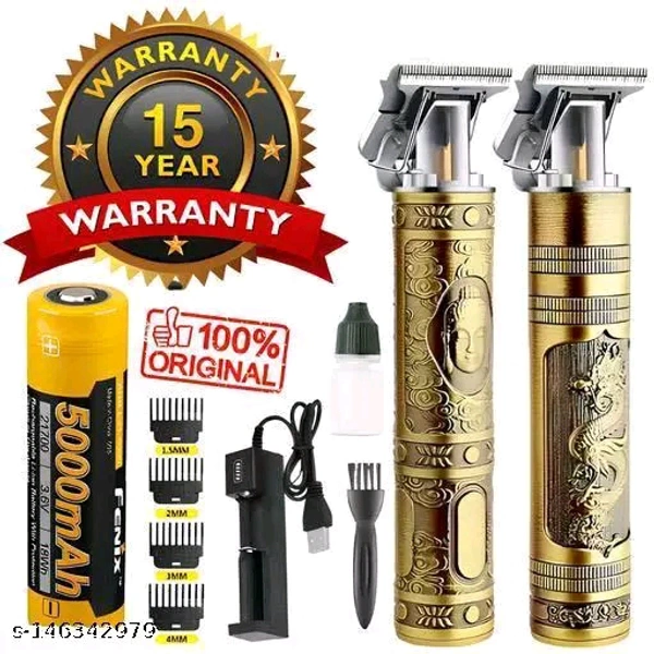 Electric Hair Clippers Trimmer with Lithium ion 1200 mAh Battery 120 min Runtime with 3 hours Charging only, Grooming Hair Cuttings  - Gold, Free Size