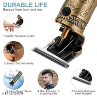 Electric Hair Clippers Trimmer with Lithium ion 1200 mAh Battery 120 min Runtime with 3 hours Charging only, Grooming Hair Cuttings  - Gold, Free Size