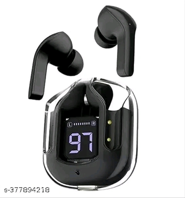 Ultrapods TWS Earbud, Bluetooth Earbuds with Display, Transparent Design, 20 Hrs Playtime  - Black