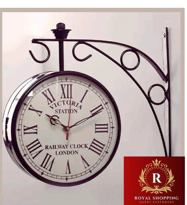Dial Victoria Vintage Antique White London Station Double Sided Metal Wall Clock (8 inch( - White, 8 Inch