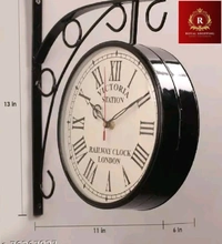 Dial Victoria Vintage Antique White London Station Double Sided Metal Wall Clock (8 inch( - White, 8 Inch