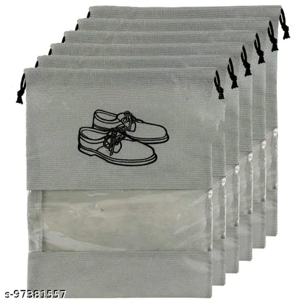 Pristu  Shoe Cover 6 Piece Travel Shoe Bag Non Woven Shoe Storage Covers Portable Shoe - Gray