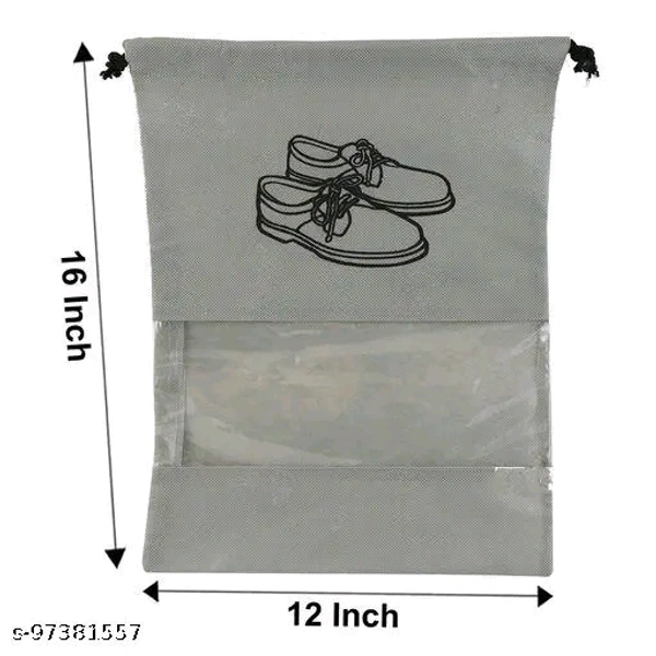 Pristu  Shoe Cover 6 Piece Travel Shoe Bag Non Woven Shoe Storage Covers Portable Shoe - Gray