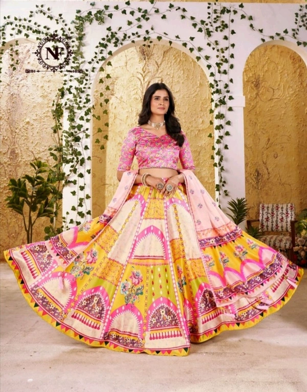 Exclusive Gota Satin Lehenga Choli Set with Heavy Chinon Dupatta for Festivals - Semi-Stiched