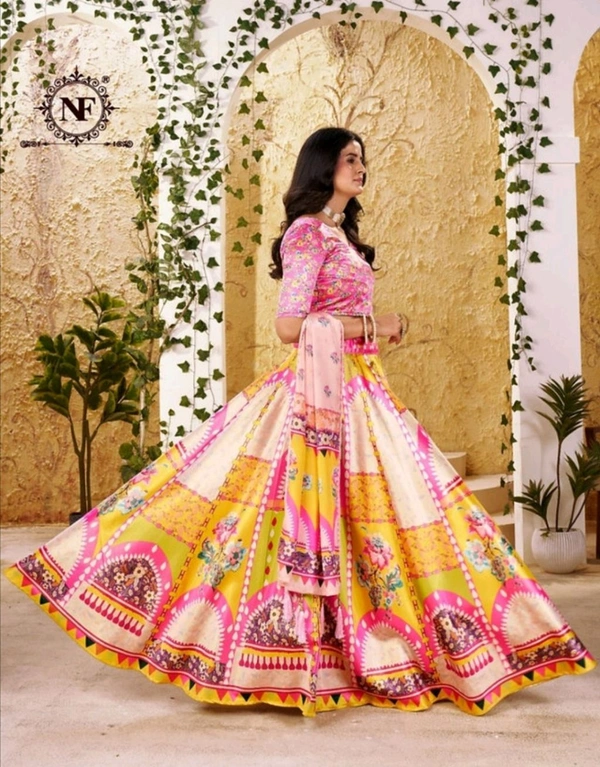 Exclusive Gota Satin Lehenga Choli Set with Heavy Chinon Dupatta for Festivals - Semi-Stiched