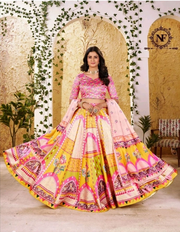 Exclusive Gota Satin Lehenga Choli Set with Heavy Chinon Dupatta for Festivals - Semi-Stiched