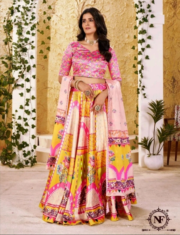 Exclusive Gota Satin Lehenga Choli Set with Heavy Chinon Dupatta for Festivals - Semi-Stiched