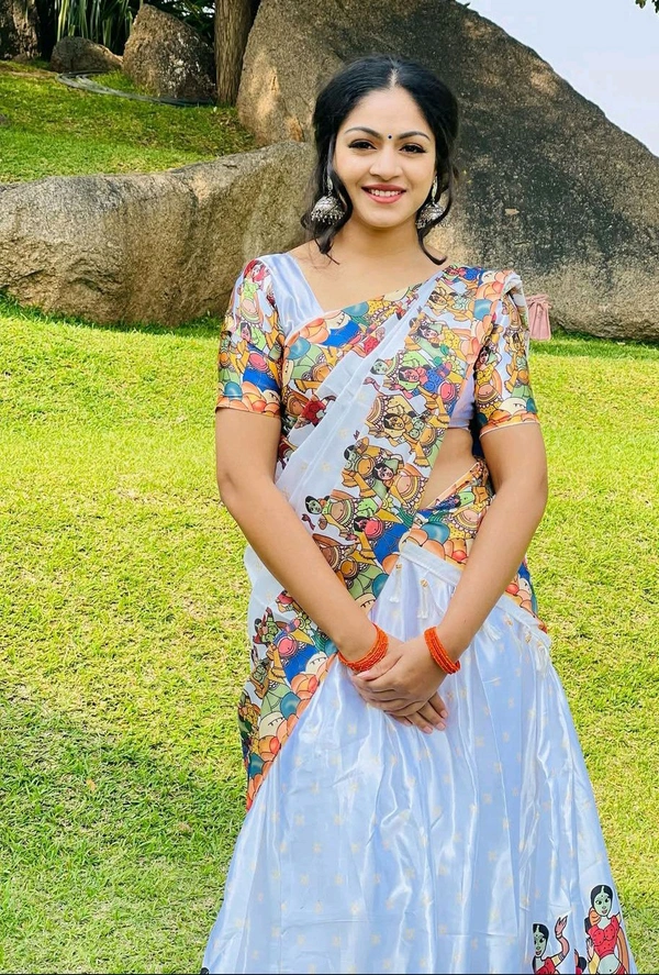 Printed lehenga choli for navratri
 - Semi- Stiched