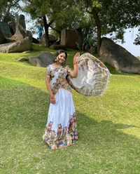 Printed lehenga choli for navratri
 - Un-stiched