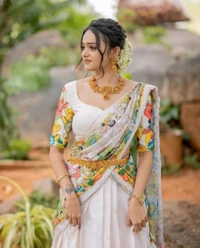 Printed lehenga choli for navratri
 - Un-stiched