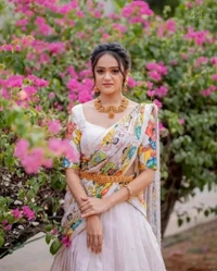 Printed lehenga choli for navratri
 - Un-stiched