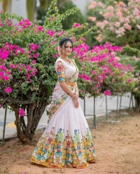 Printed lehenga choli for navratri
 - Un-stiched