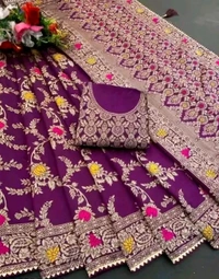 Banarasi Silk Saree with Blouse Piece | Kanjeevaram Style Partywear Saree for Women | Elegant Traditional Saree for Festivals, Weddings & Special Occasions | New Designer Collection Sarees - Free Size