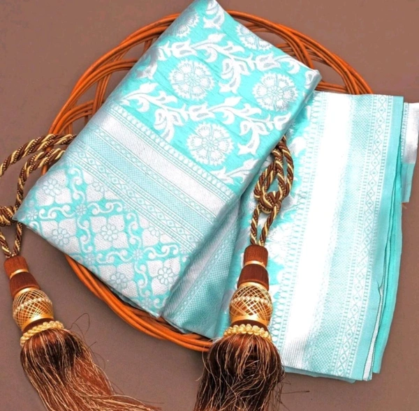 Trending Banarasi Silk Saree With Blouse 
 - Free Size