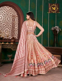 Printed  Heavy Zari Satin Silk Ladies Lehenga Choli - Un -Stitched