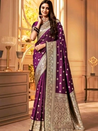 Women's Kanjivaram Soft Banarasi Silk Saree With Blouse Piece Firozi
 - Free Size, Green