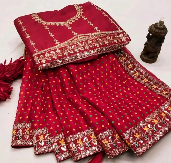Fency Disener Georgette Pretty Sarees With New Fency  Border With Blouse Piece. - Free Size