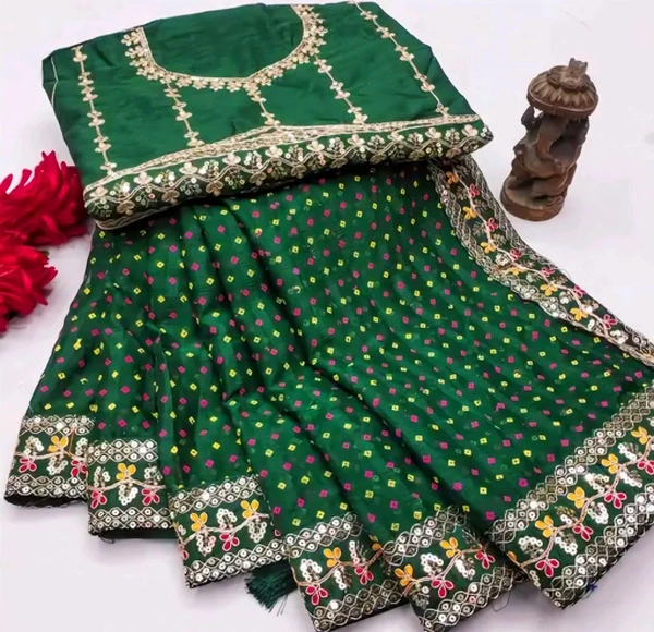 Fency Disener Georgette Pretty Sarees With New Fency  Border With Blouse Piece. - Free Size