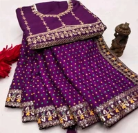 Fency Disener Georgette Pretty Sarees With New Fency  Border With Blouse Piece. - Free Size