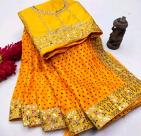 Fency Disener Georgette Pretty Sarees With New Fency  Border With Blouse Piece. - Free Size