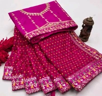 Fency Disener Georgette Pretty Sarees With New Fency  Border With Blouse Piece. - Free Size