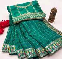 Fency Disener Georgette Pretty Sarees With New Fency  Border With Blouse Piece. - Free Size