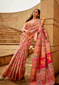 Pure Jamewar Kashmiri Modal Handloom Weaving Work Kanchipuram Paithani Silk saree1 - Free Size
