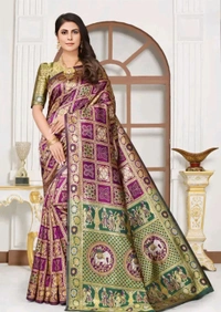 Cotton Silk Jacquard with Blouse Saree  - Free Size