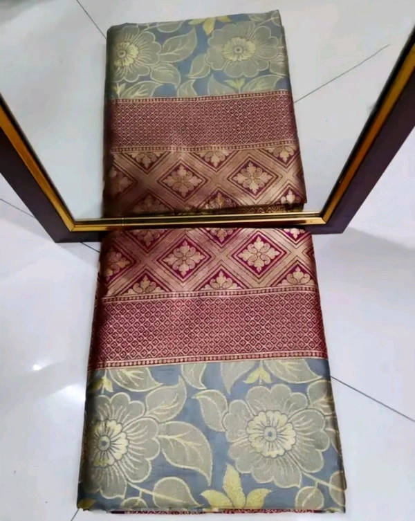 Beautiful flower design kanjivaram silk saree - Free Size