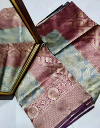 Beautiful flower design kanjivaram silk saree - Free Size