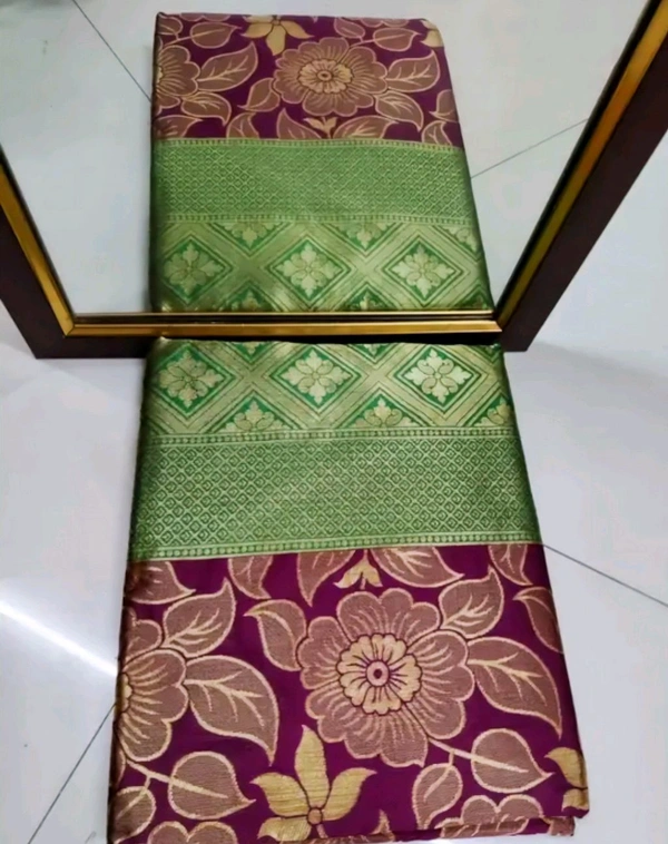 Beautiful flower design kanjivaram silk saree - Free Size