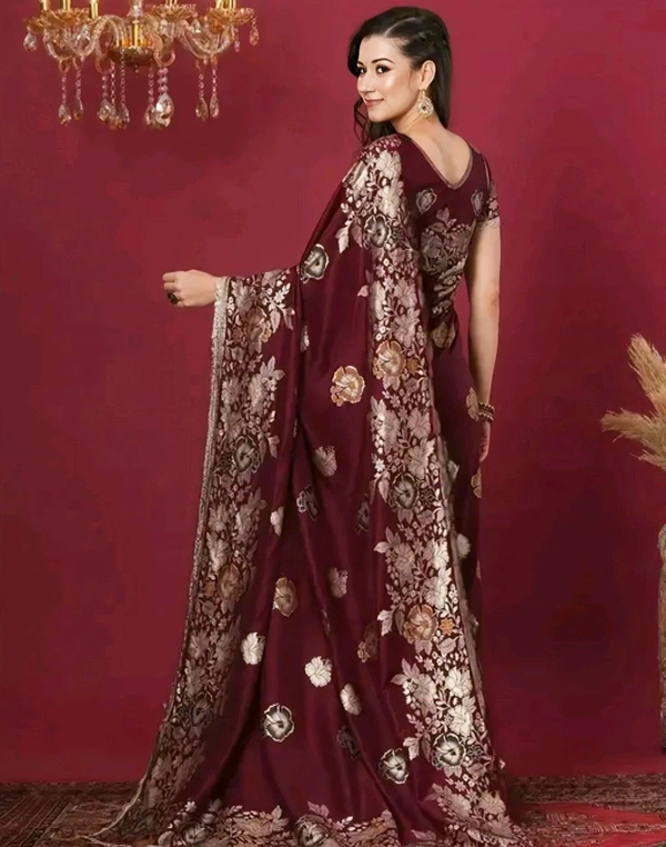 New Designer Jacquard Banarasi Silk Sarees - Free Size