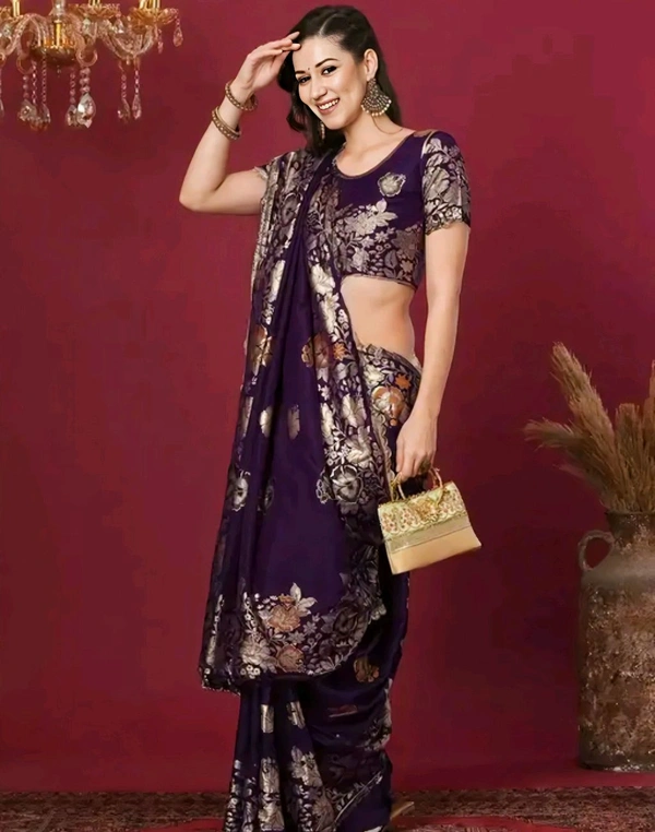 New Designer Jacquard Banarasi Silk Sarees - Free Size