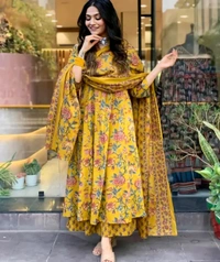 Anarkali Kurta Palazzo Dupatta Set