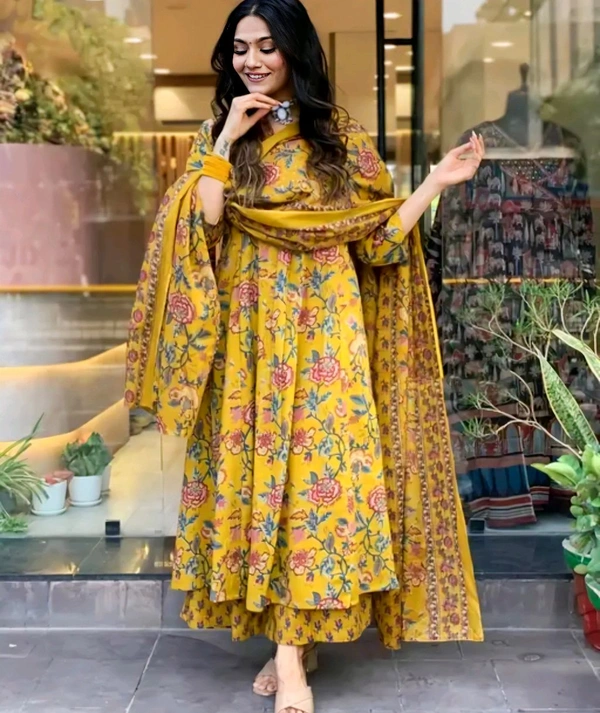 Anarkali Kurta Palazzo Dupatta Set
