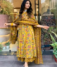 Anarkali Kurta Palazzo Dupatta Set