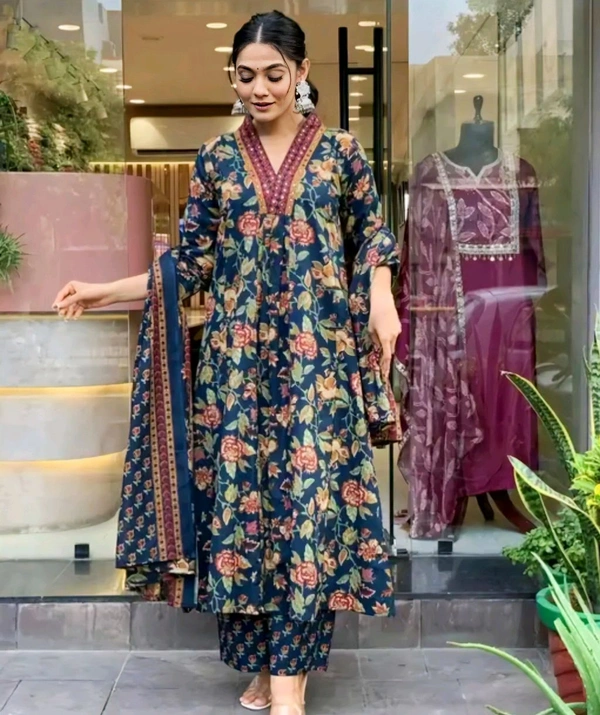 Anarkali Kurta Palazzo Dupatta Set