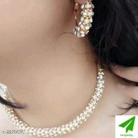 Women's Gold Plated America Diamond Jewelry Set - white, Description: It Has 1 Piece Of Necklace With 1 Pair of Earrings. 