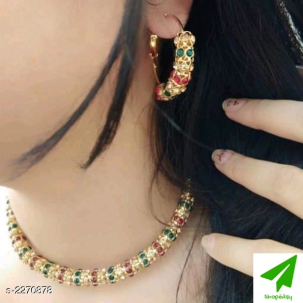 Women's Gold Plated America Diamond Jewelry Set - multicolored