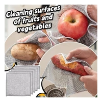 12Pcs Cotton Dishwashing Rag Wire Soft Scrubs (Silver)