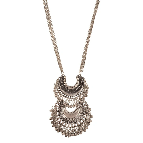 Generic shopnav's Afghani Tribal Antique Oxidised Silver Princess Necklace - Silver, Silver Plated