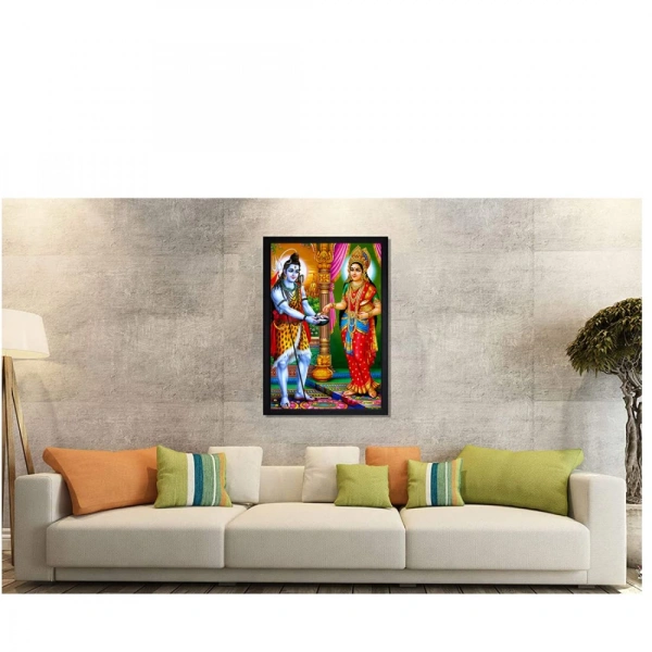 Annapurna Devi Painting with Synthetic Photo Frame (Multicolor) - 0.08, Multicolor