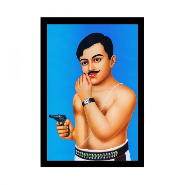 shopnav's Chandra Shekhar Azad Painting with Synthetic Photo Frame (Multicolor) - 0.08, Multicolor