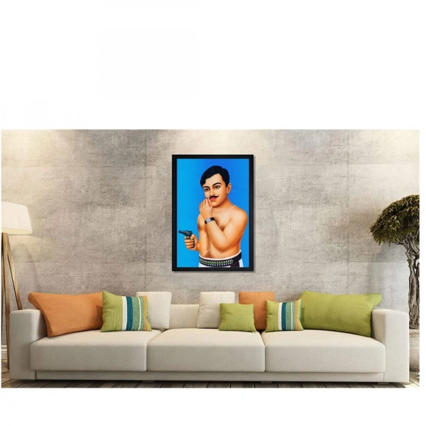 shopnav's Chandra Shekhar Azad Painting with Synthetic Photo Frame (Multicolor) - 0.08, Multicolor