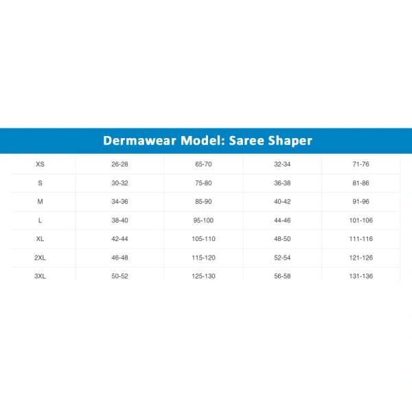 Dermawear Women's 4D Stretch Saree Shapewear (White) - XL