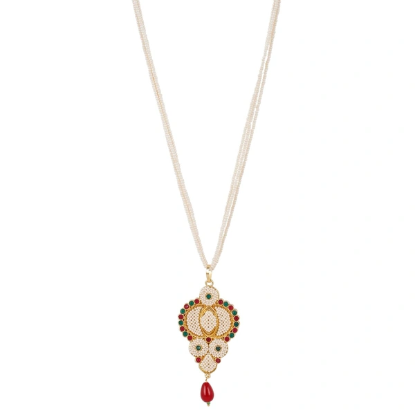 Generic Designer Traditional India Rajasthani Basra Pearl Necklace with Earrings - White, Oxidized Silver