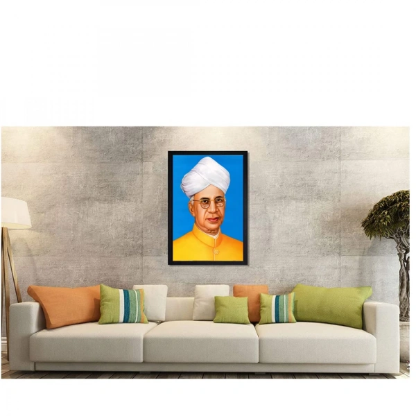 Dr. Sarvepalli Radhakrishnan Painting with Synthetic Photo Frame (Multicolor) - 0.08, Multicolor